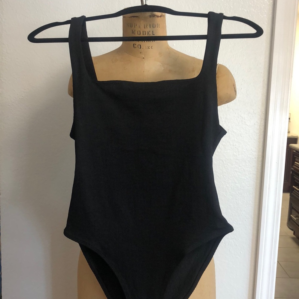 Never worn. Zara black bodysuit with square neck style, No closure on bottom